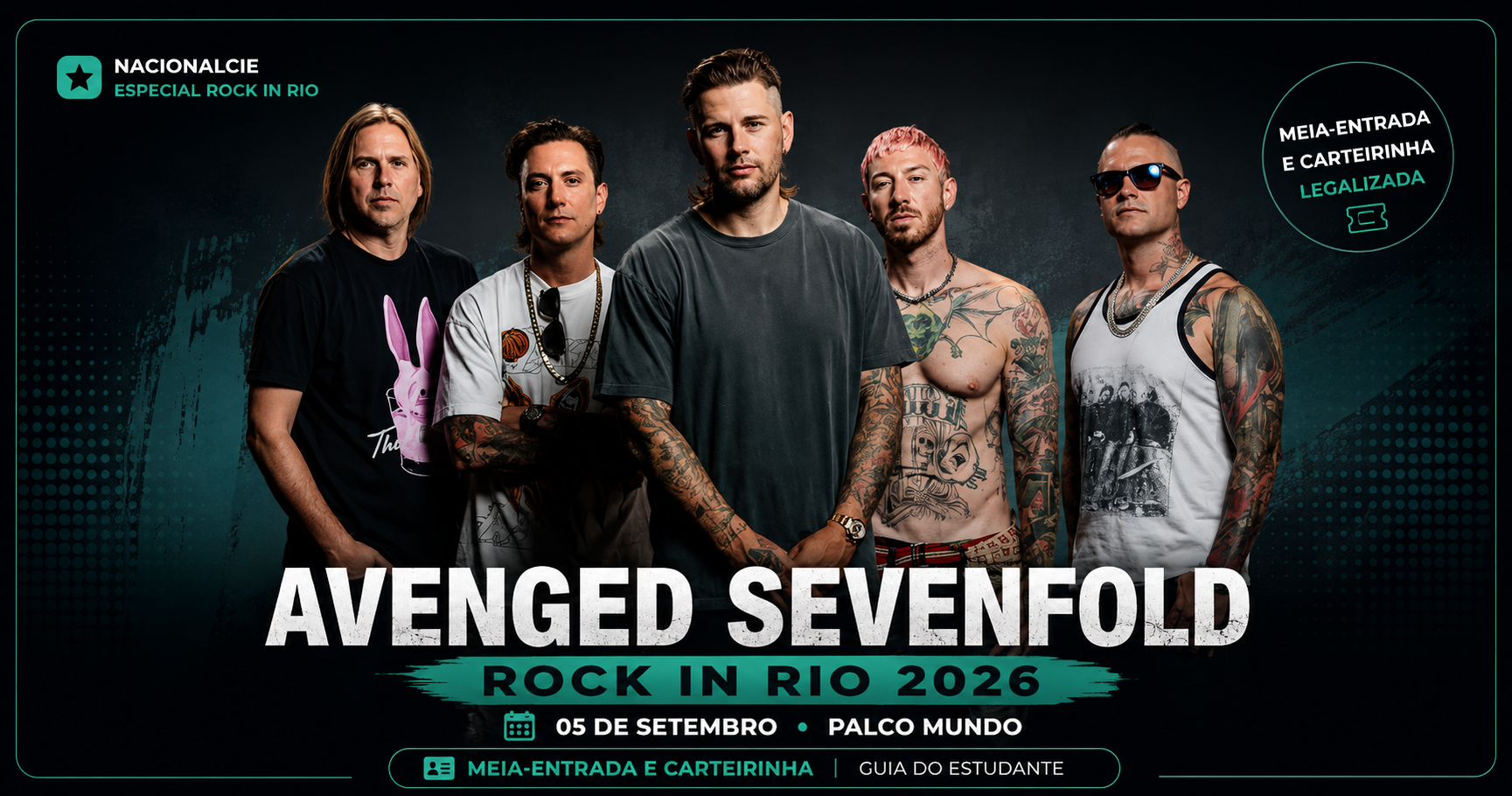 Avenged Sevenfold no Rock in Rio 2026: como funciona a meia-entrada de estudante