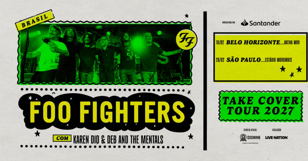 Foo Fighters no Brasil 2027: shows, ingressos e meia-entrada