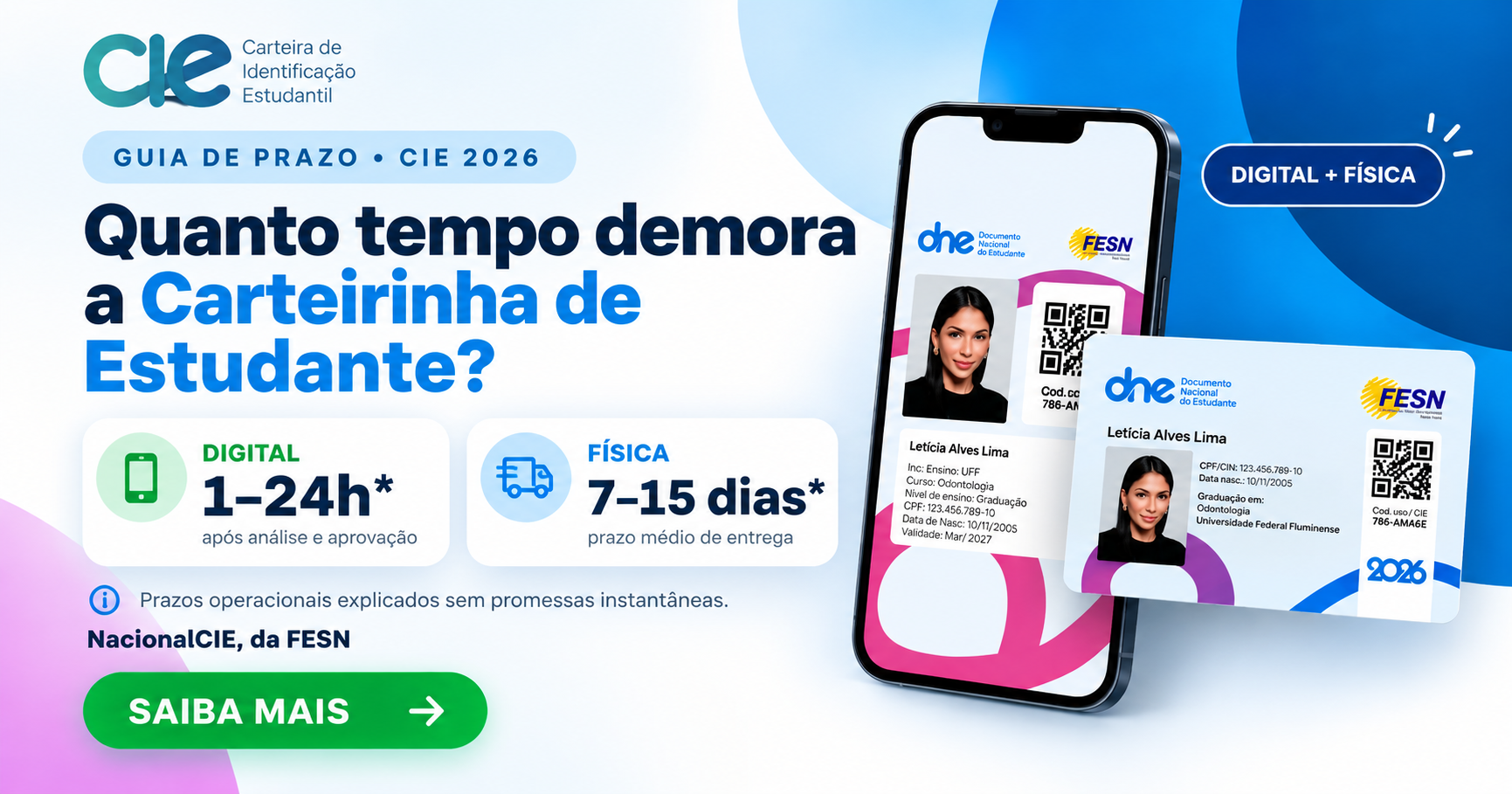 Quanto tempo demora a Carteirinha de Estudante?
